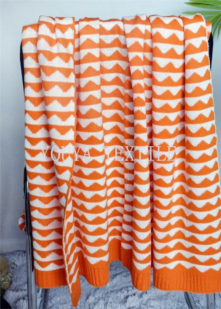 Knitted Geometric Pattern Throw